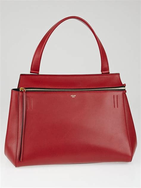 CELINE Palmelato Calfskin Medium Edge Shoulder Bag Red